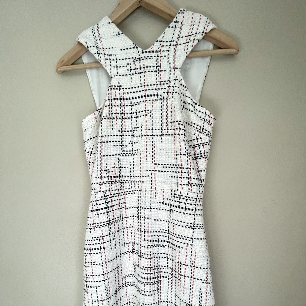 Banana Republic White and Red Sheath Mini Dress Halter Sleeveless